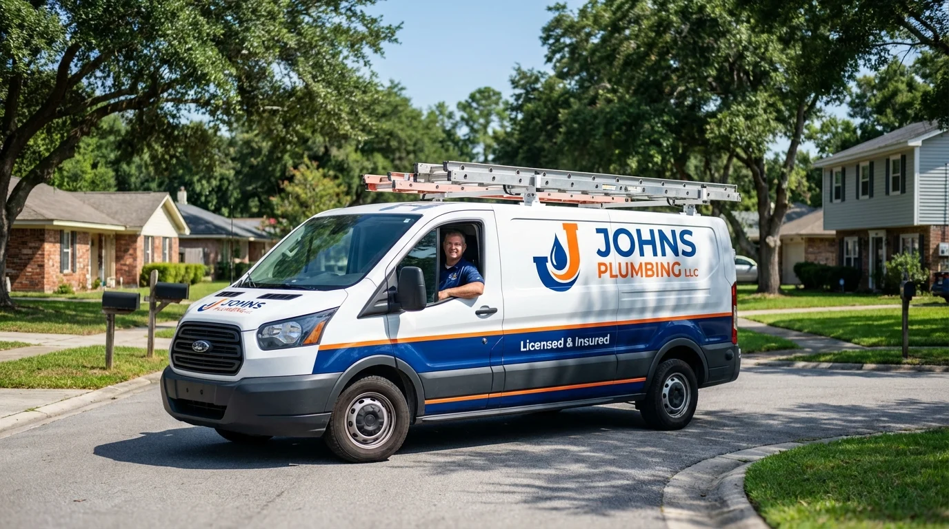 Johns Plumbing LLC service van in Mount Pleasant, PA
