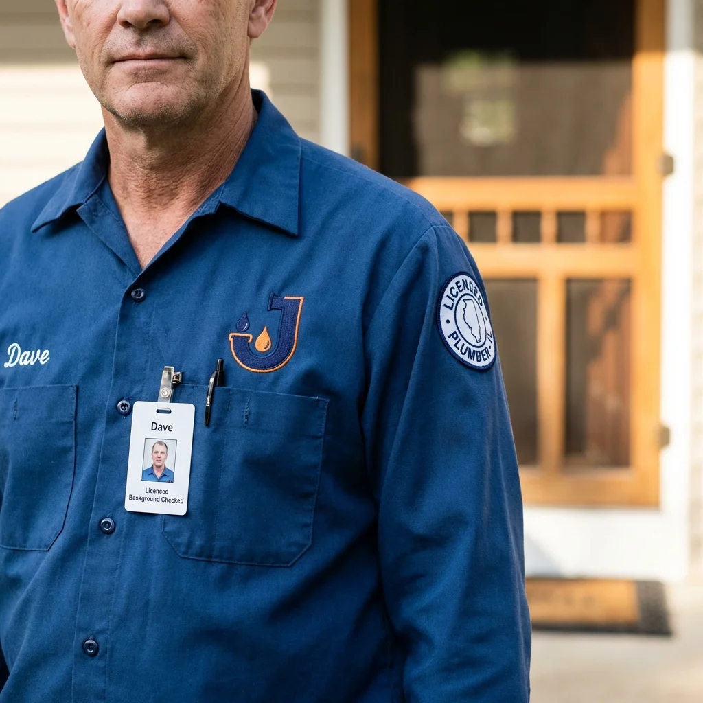 Licensed plumber showing ID badge in Mount Pleasant, PA
