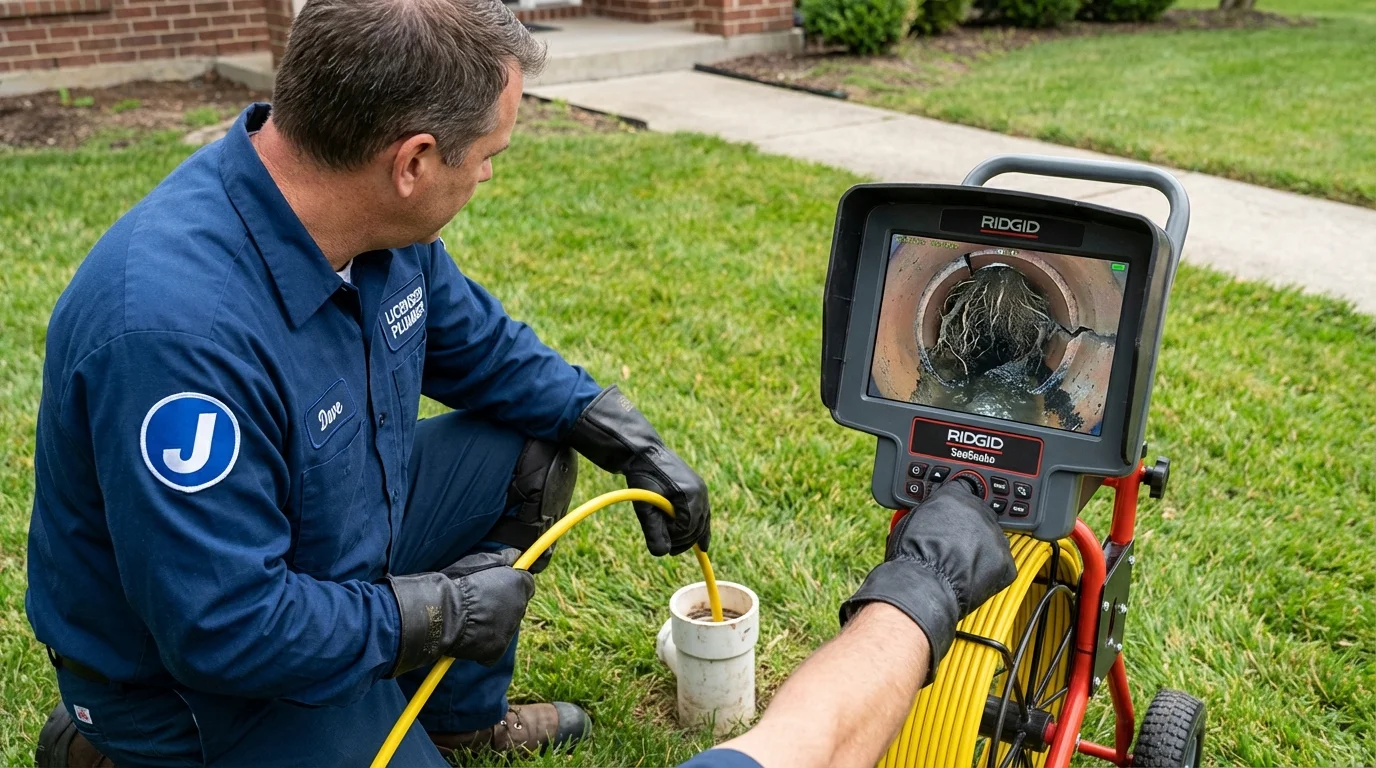 Sewer camera inspection being performed by Johns Plumbing LLC in Mount Pleasant